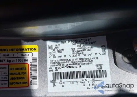 2022 Ford Bronco Sport Badlands из США, поврежденный, VIN 3FMCR9D95NRE12708